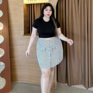 กางเกงกระโปรง ริ้วยีนส์ เป็นกระโปรงรอบตัว มีซับในกันโป๊