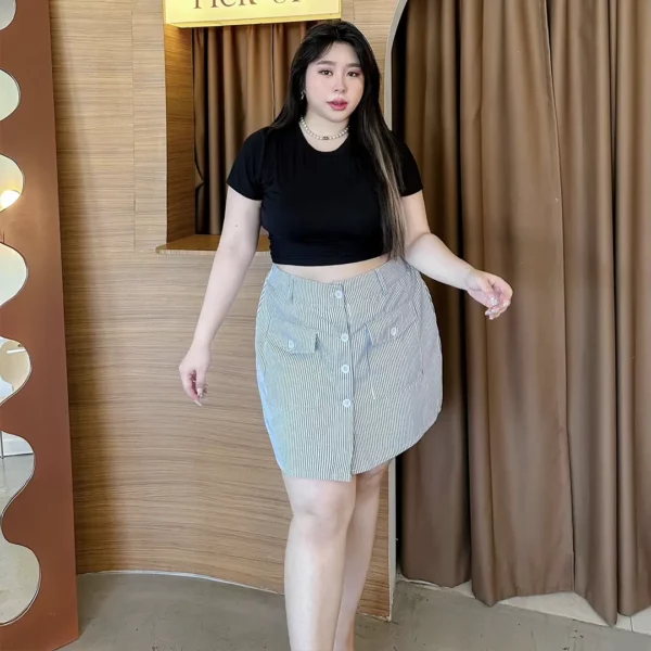 กางเกงกระโปรง ริ้วยีนส์ เป็นกระโปรงรอบตัว มีซับในกันโป๊